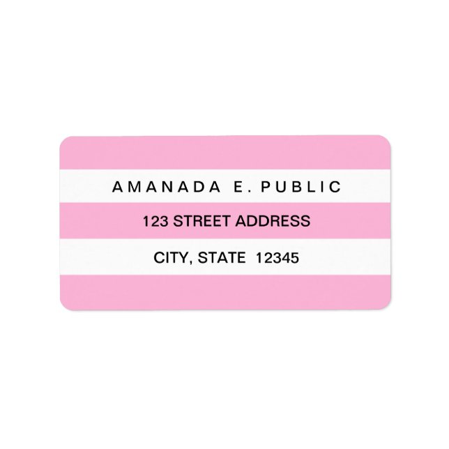 Pink White Solid Stripes Pattern Address Labels (Front)