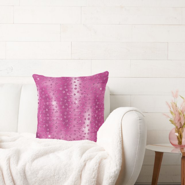 Pink White Sparkle Cheetah Print      Cushion (Couch)