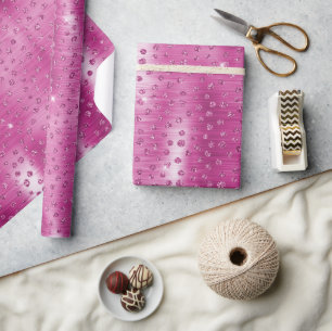 Pink White Sparkle Cheetah Print      Wrapping Paper