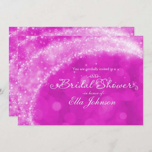 Pink & White Sparkle Cinderella Bridal Shower Invitation (Front/Back)
