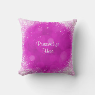Pink & White Sparkle Glamour Faux Glitter Cushion