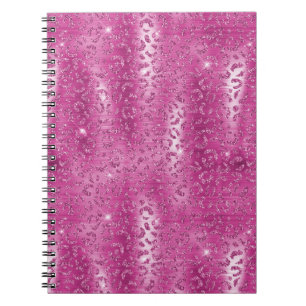 Pink White Sparkle Leopard Print           Notebook