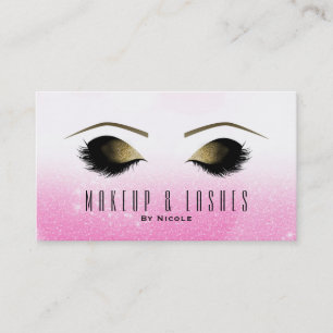 Pink White Sparkle Makeup Eyelashes Beauty Spa Business Card