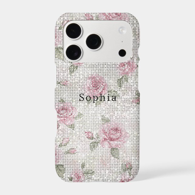 Pink White Sparkle Roses Floral (Back)
