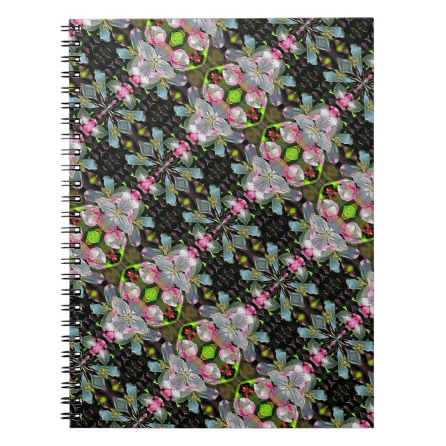 Pink White Spring Blossoms Abstract Art Notebook (Front)