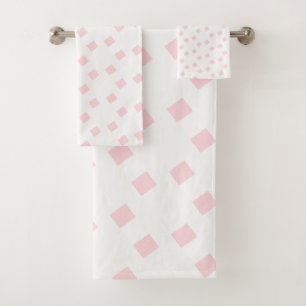 Pink & White Square Bathroom Towel Sets