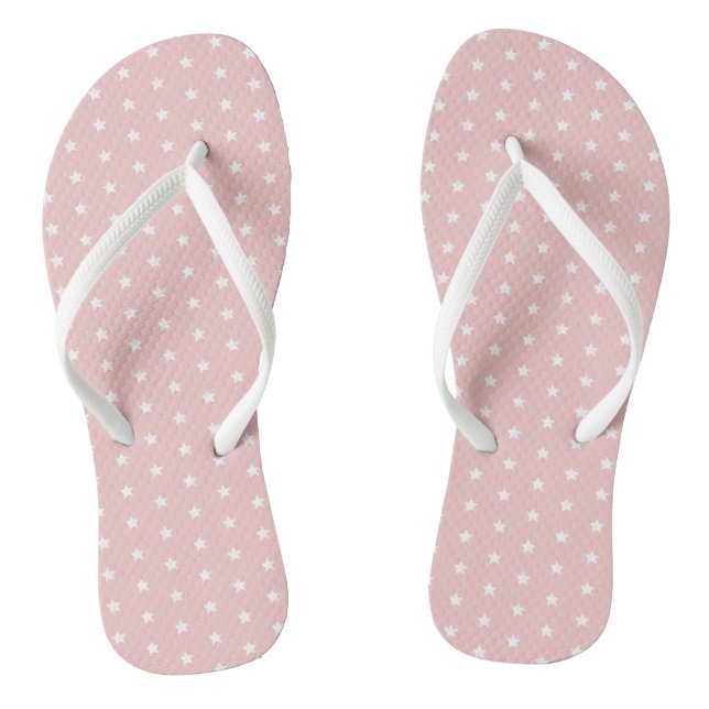 Pink White Star Pattern Thongs (Footbed)