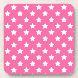 Pink White Stars Pattern Decorative Coaster