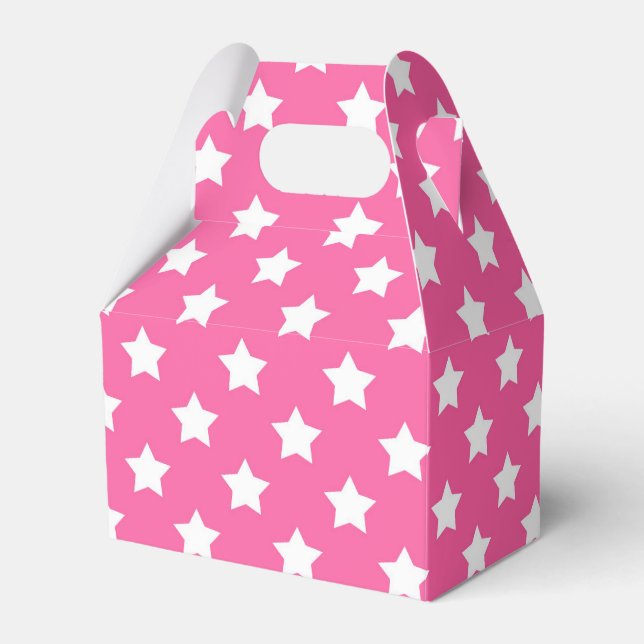 Pink White Stars Pattern Decorative Favour Box (Front Side)
