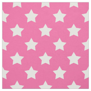 Pink White Stars Pattern Decorative Textile Fabric
