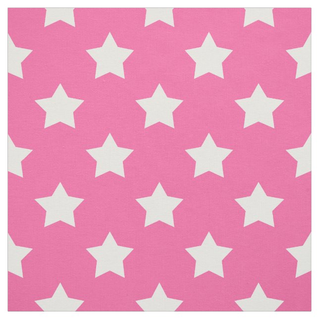 Pink White Stars Pattern Decorative Textile Fabric (Swatch)