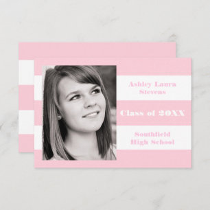Pink & White Stripe - 3x5 Graduation Announcement