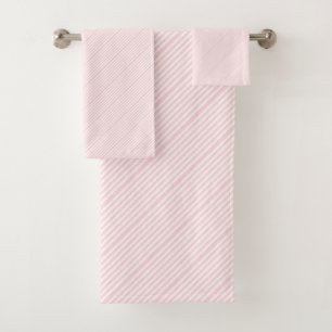 Pink & White Stripe Bathroom Towel Sets