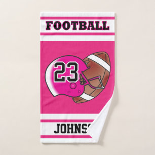 Pink & White Stripe Football Jersey Hand Towel