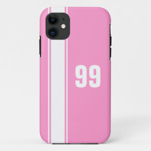 Pink & White Stripe Jersey Numbered iPhone Case