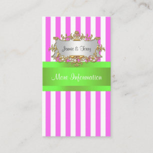 Pink White Stripe, Lime Green Ribbon Enclosure Card