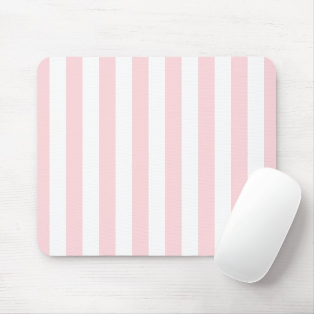 Pink & White Stripe Mousepad (With Mouse)