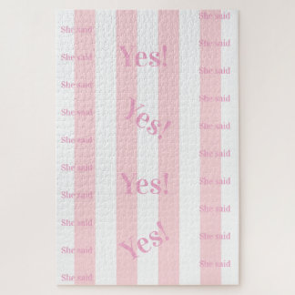 Pink & White Stripe She said Yes! Colors Puzzles 