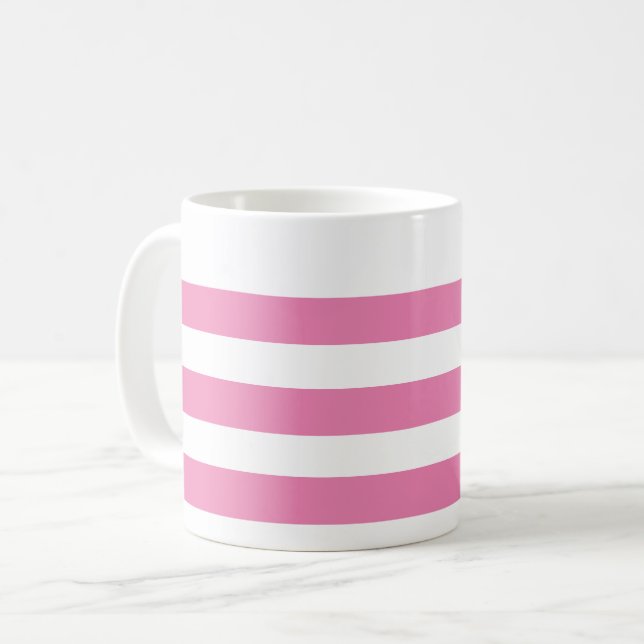Pink & White Striped Mug (Front Left)