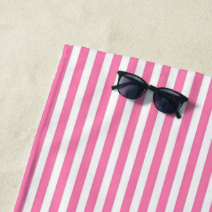Pink + White Stripes  Beach Towel