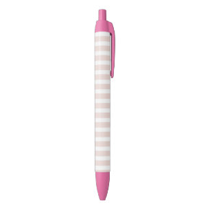 Pink White Stripes Black Ink Pen