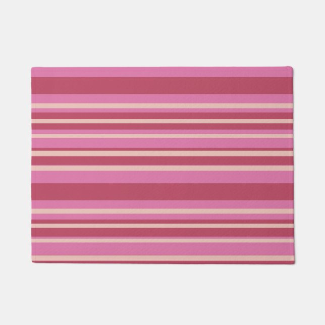 Pink, White Stripes Door Mat (Front)
