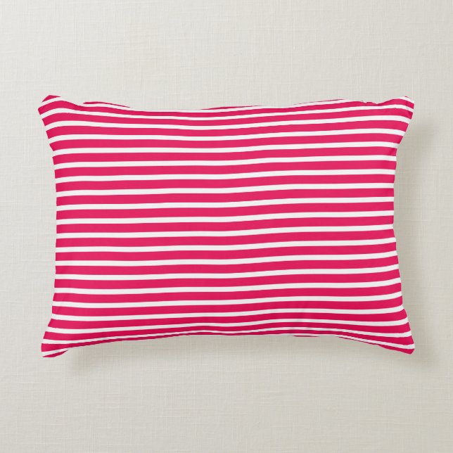 Pink White Stripes Seamless Pattern Decorative Cushion (Front)