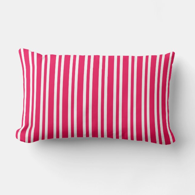 Pink White Stripes Seamless Pattern Lumbar Cushion (Front)