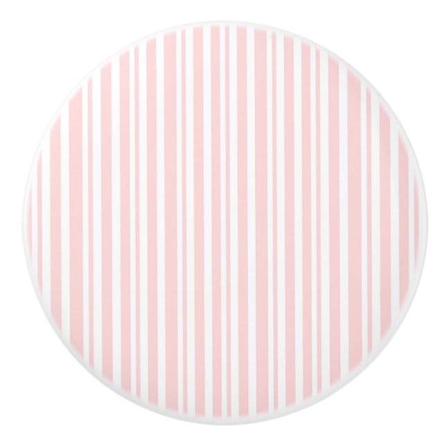 Pink & White Stripes Striped Bedroom Dresser Ceramic Knob (Front)