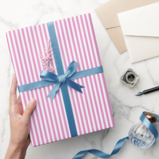 Pink & White Stripes Wrapping Paper