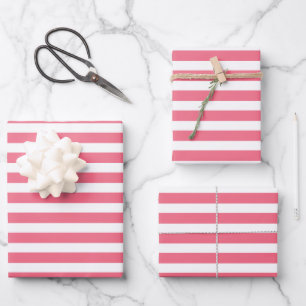 Pink & White Stripes Wrapping Paper Sheet