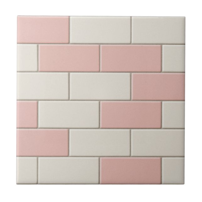 Pink White Subway Tile Pattern Backsplash  (Front)
