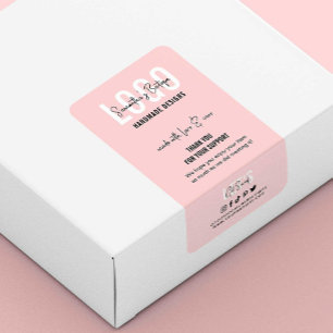Pink & White Thanks for Purchase Logo Packaging