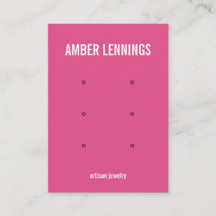 PINK WHITE THREE EARRING HOLE SETS LOGO SOCIAL BUSINESS CARD