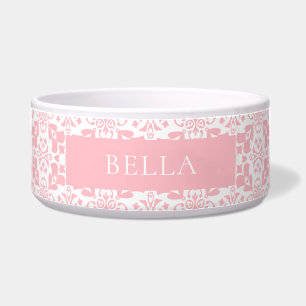 Pink White Tile Pattern Elegant Personalised Pet