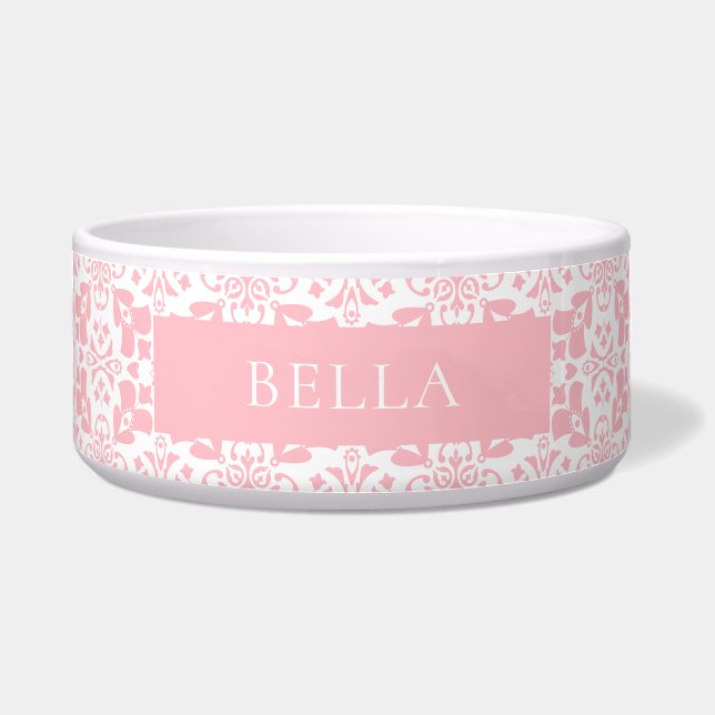 Pink White Tile Pattern Elegant Personalised Pet (Front)