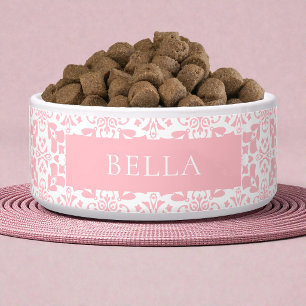 Pink White Tile Pattern Elegant Personalised Pet