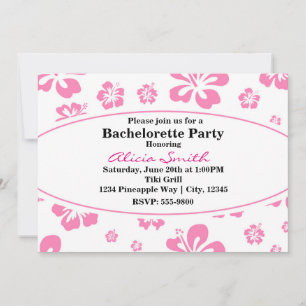 Pink & White Tropical Hibiscus Floral Invitation