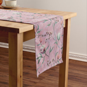 Pink & White Tulips Anemones Pattern Short Table Runner
