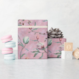 Pink & White Tulips Anemones Pattern Wrapping Paper