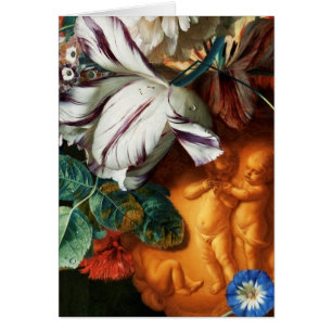 PINK WHITE TULIPS ,CUPIDS ,FLOWERS Valentine's Day