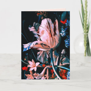 PINK WHITE TULIPS ,CUPIDS ,FLOWERS Valentine's Day Holiday Card