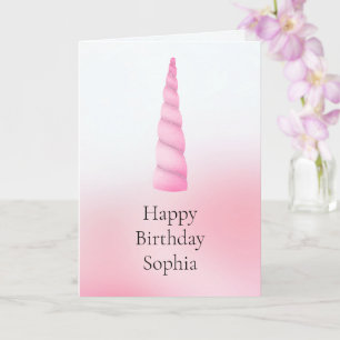 Pink White Unicorn Birthday  Card
