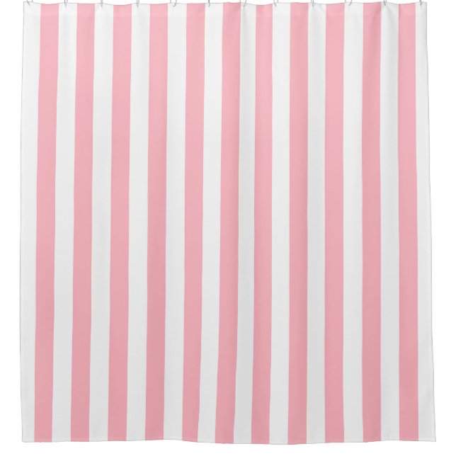 Pink White Vertical Stripe NL #0 Shower Curtain (Front)