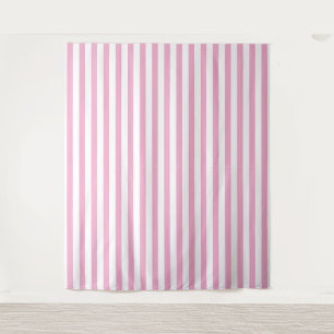 Pink White Vertical Stripe Pattern Design Tapestry