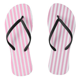 Pink White Vertical Stripe Pattern Design Thongs