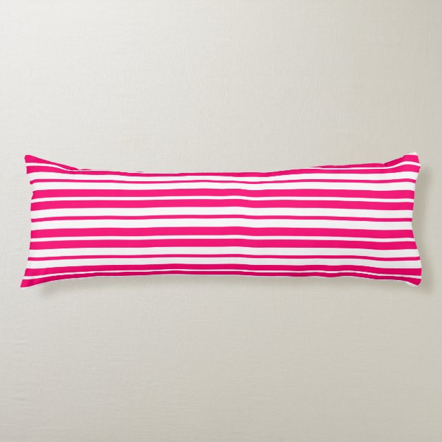 Pink White Vertical Stripes Pattern Design Body Cushion (Front)