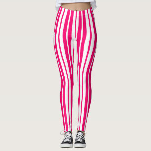 Pink White Vertical Stripes Pattern Design Leggings
