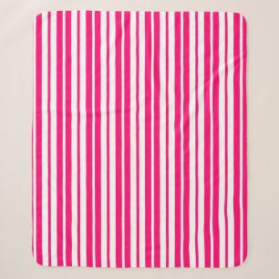 Pink White Vertical Stripes Pattern Design Sherpa Blanket
