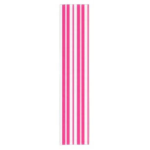 Pink White Vertical Stripes Pattern Design Short Table Runner